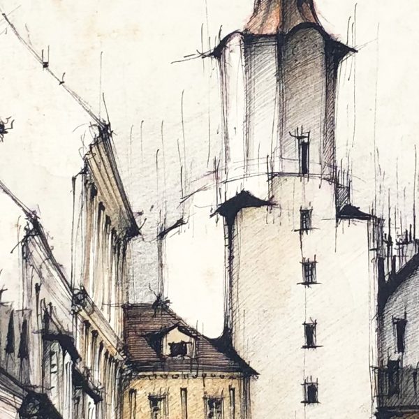 BRATISLAVA Michalská Street 2021 - ORIGINAL drawing, 35x50cm, 14×20 inches
